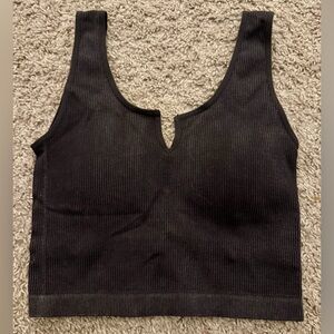 Altar’d State Black Ribbed Crop Tank Top - Black Fade - Size S/M - EUC